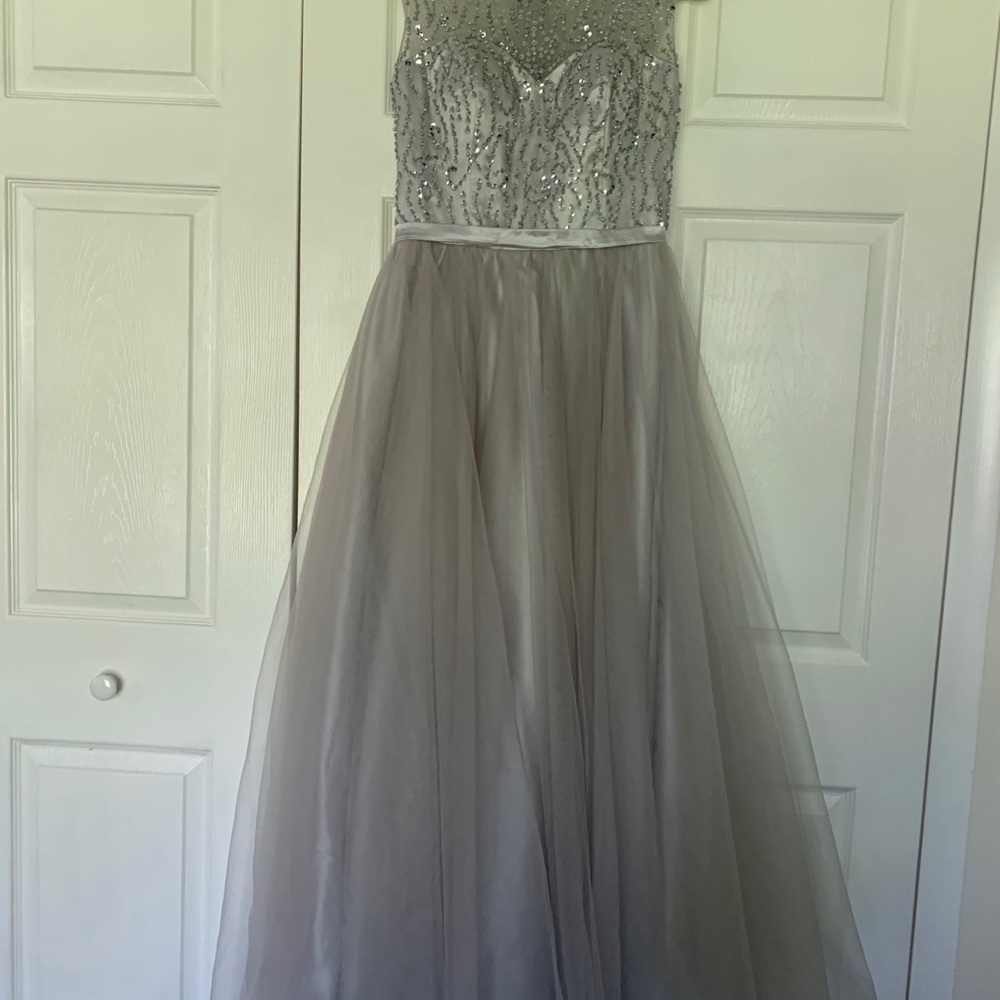 Size 8 silver tulle and beaded dress